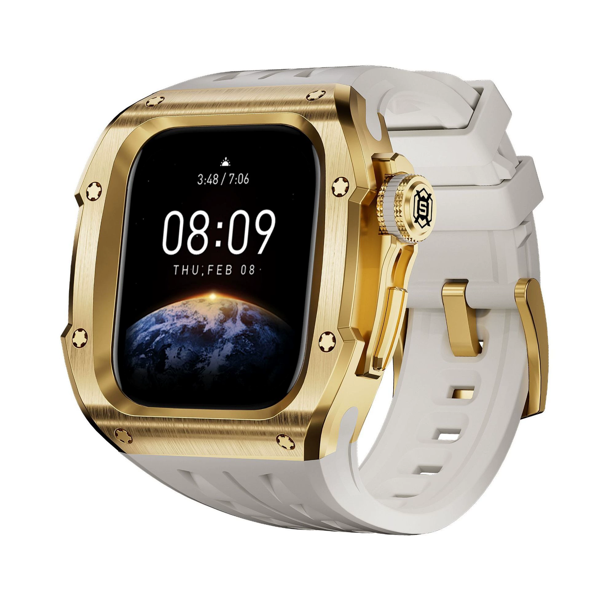 Подходит для Apple Watch 10 Apple Ultra46/49, корпус из нержавеющей стали, силикон, интегрированное металлическое кольцо, ремешок