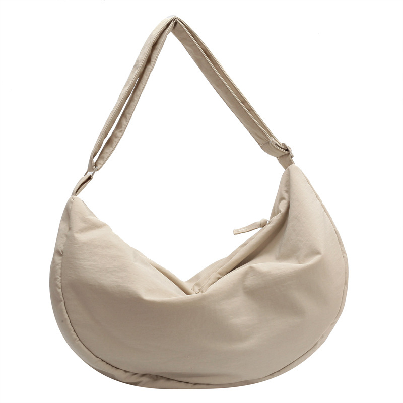 Women's Nylon Shoulder Bag Large Capacity Student Tote Commuter Crossbody Dumpling Bag Minimalist Soft Canvas Bag - Thumbnail 7