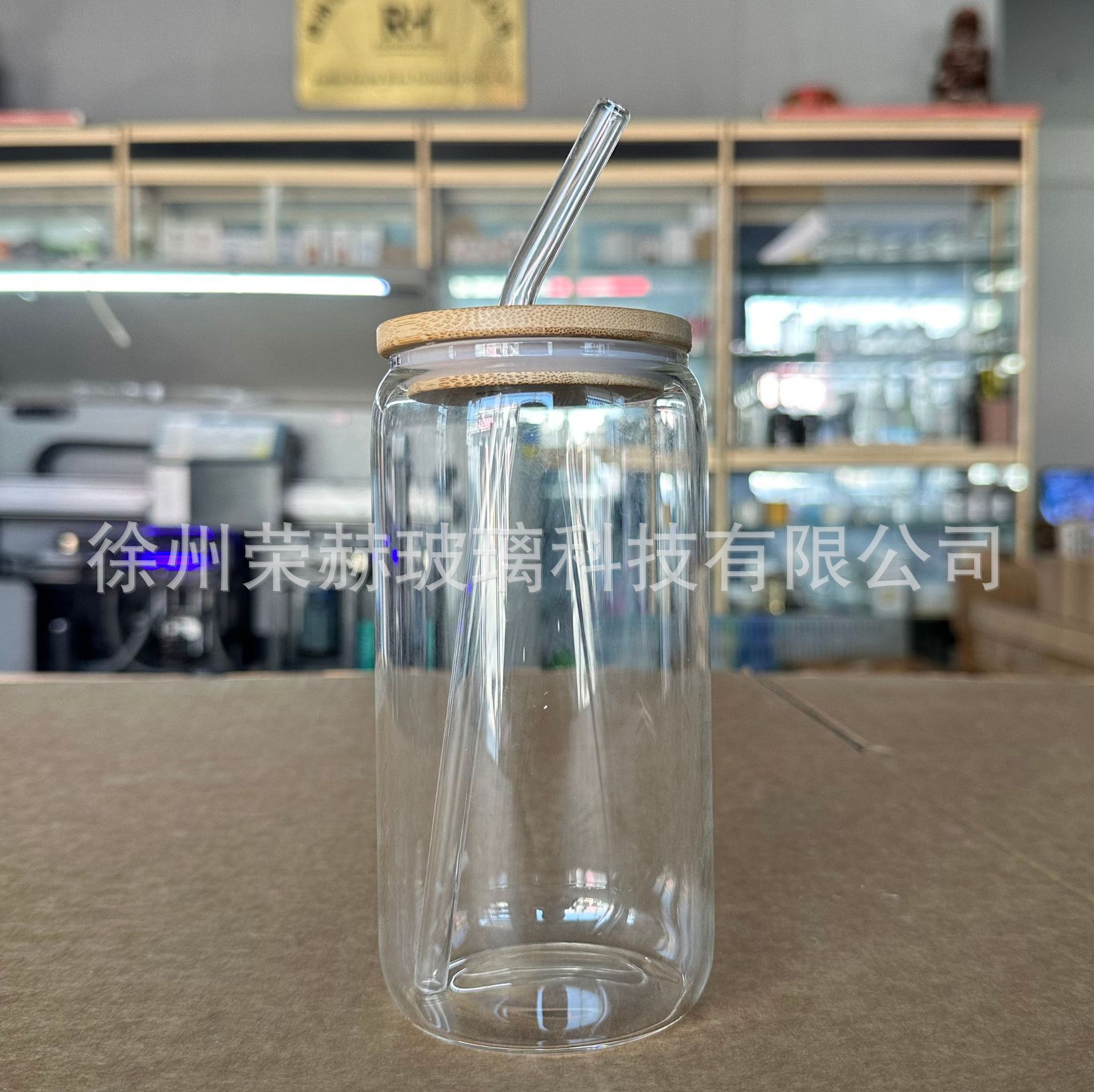 Taza de Coca-Cola transfronteriza de 16oz, taza de vidrio de alta borosilicona con cubierta de bambú y madera, Amazon para patrones personalizados, explosiones creativas