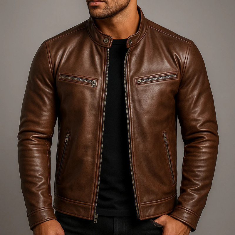 Cross-Border Motorcycle Pu Leather Jacket for Men, Stand Collar Leather Coat, Slim Fit Punk Pilot Jacket, European and American Foreign Trade Men's Clothing Wholesale Cross-Border Motorcycle Pu Leather Jacket for Men, Stand Collar Leather Coat, Slim Fit Punk Pilot Jacket, European and American Foreign Trade Men's Clothing Wholesale