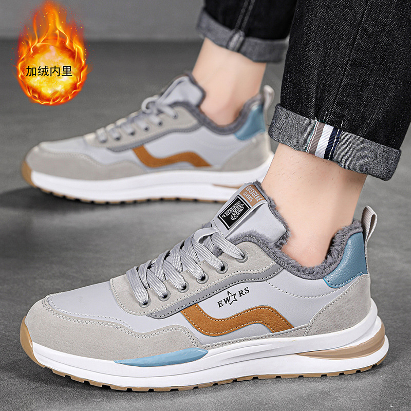 Zapatos Forrest Gump para hombres en otoño, zapatos deportivos casuales de moda, suela suave, superficie de cuero, zapatos de moda para correr, zapatos de algodón cálidos en invierno