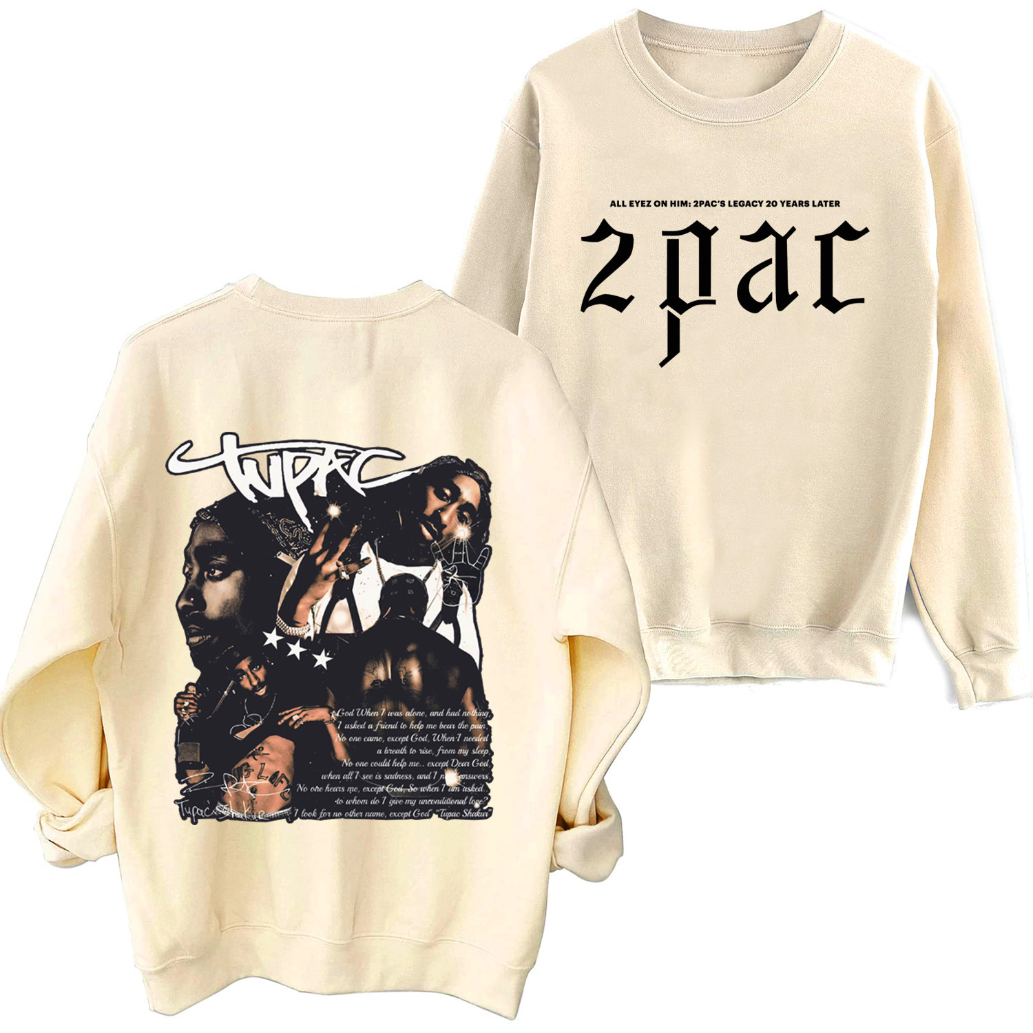 Tupac Shakur 2pac Sweatshirt Harajuku Round Neck Long Sleeve