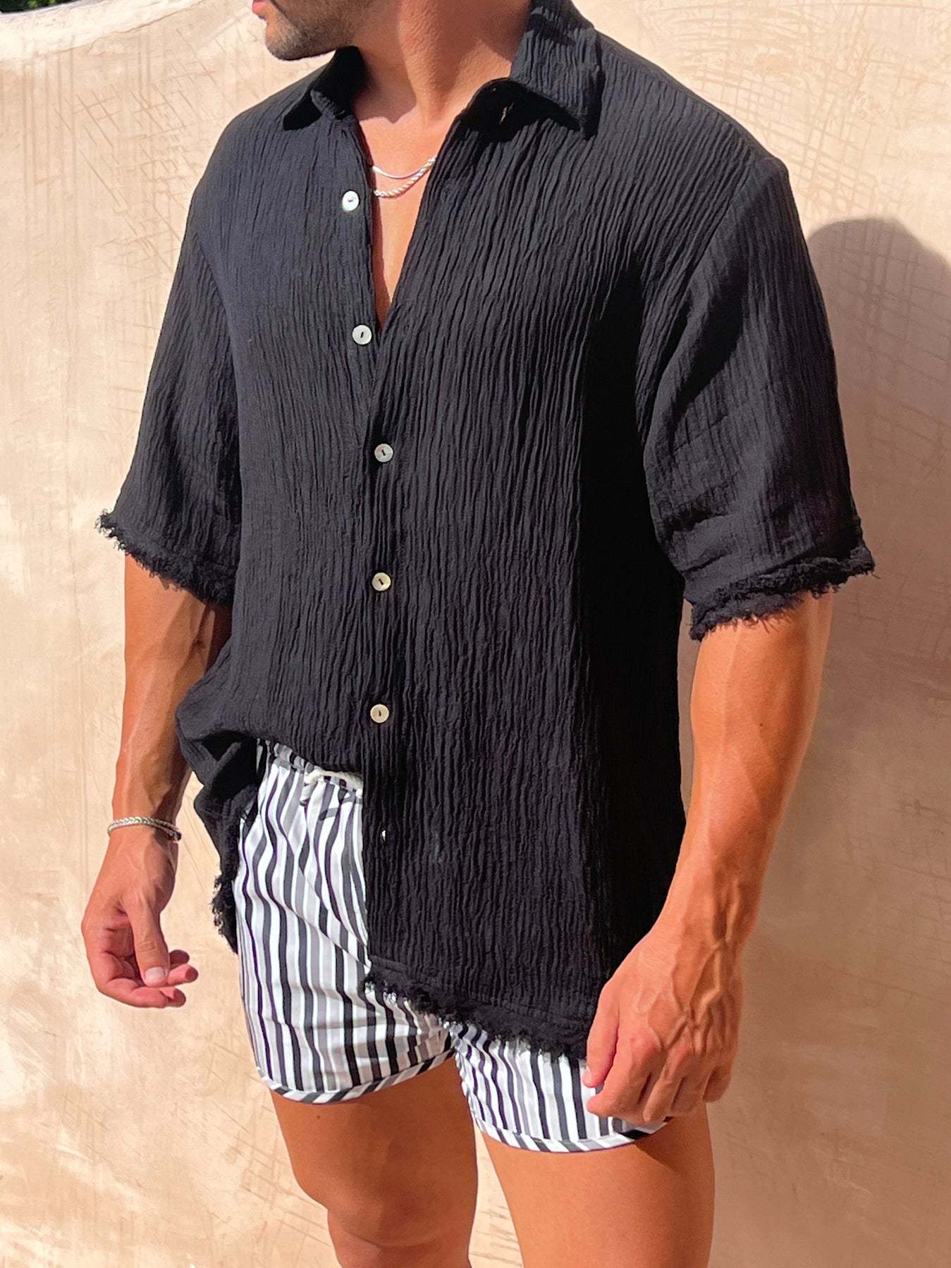 Title 1, Mens Cotton Linen Short Sleeved Casual Loose F...