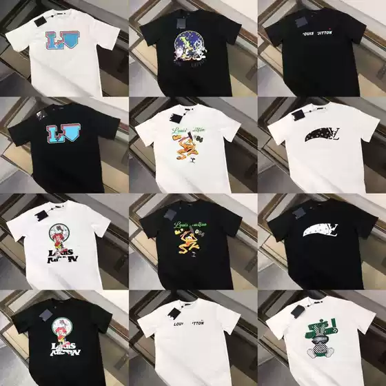 Correct Version of Lujia T-Shirt 2025 Summer New Style Multi-Style Collection Cartoon Print Casual Loose Short-Sleeved for Men and Women