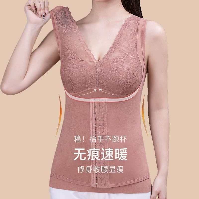 Бархатная кружевная майка-утеплитель, флисовая топовая с чашками, подушечки для груди, демисезонный пояс для талии, нижнее белье