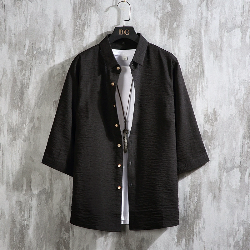 Summer Solid Shirt, Cotton-Linen Oversize, Plus-Size Casual Button-Up (M–7XL)