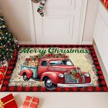 跨境圣诞节地垫氛围感节日装饰脚垫耐脏水晶绒地垫防滑入户门地垫