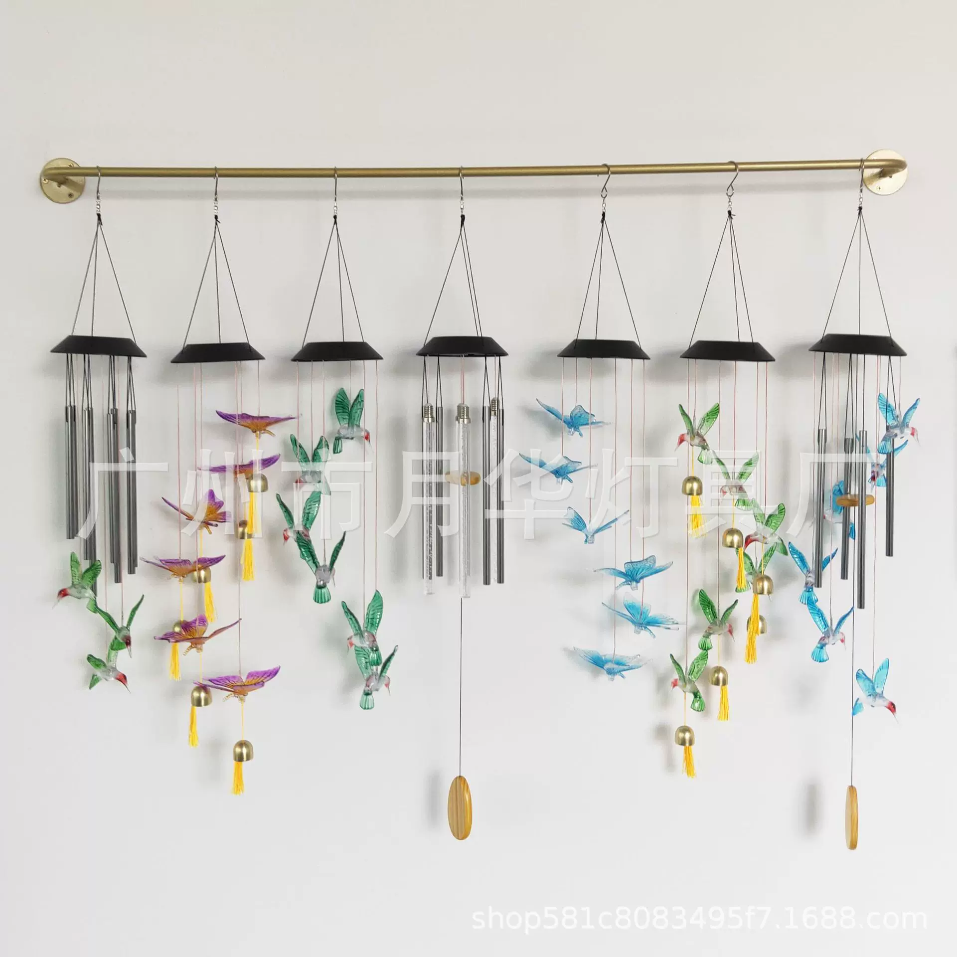 太阳能风铃灯,太阳能蜂鸟风铃灯,气泡棒风铃灯,蝴蝶铃铛,太阳能灯