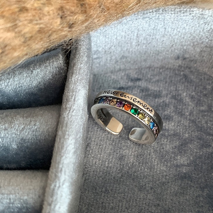 Retro fashionable universal ring with zircon with letters for men…