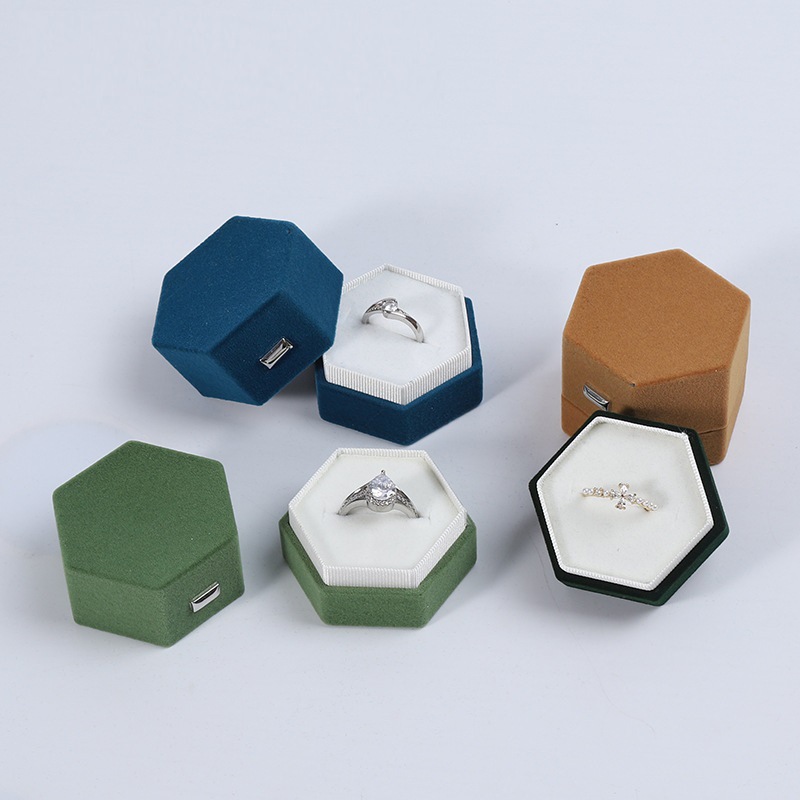 跨境六角首饰盒首饰包装盒耳钉盒项链饰品盒珠宝盒天地盖戒指盒