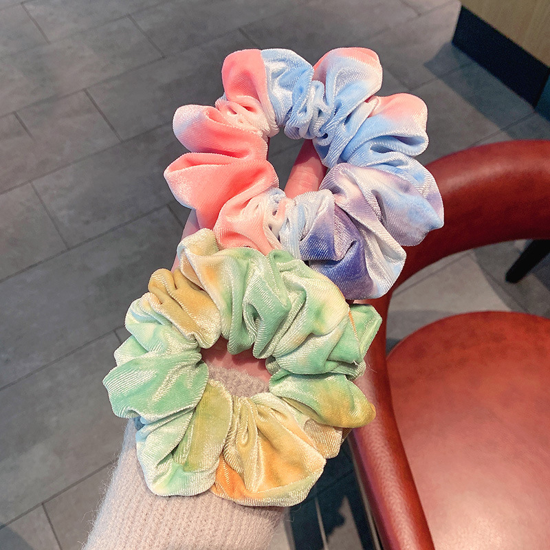 European And American Cross-border Fabric Hair Tie Hair Accessories Simple Contrast Color Hair Scrunchies display picture 2