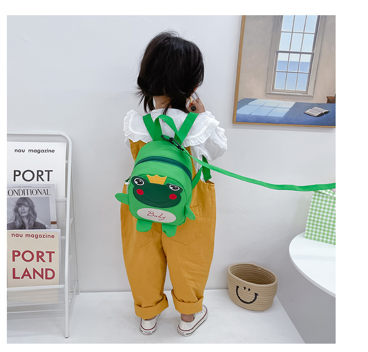 Kindergarten schoolbag for children, boys and girls, 1-3-5 years old, anti-wandering rope, cute frog, double-shoulder baby small backpack undefined
