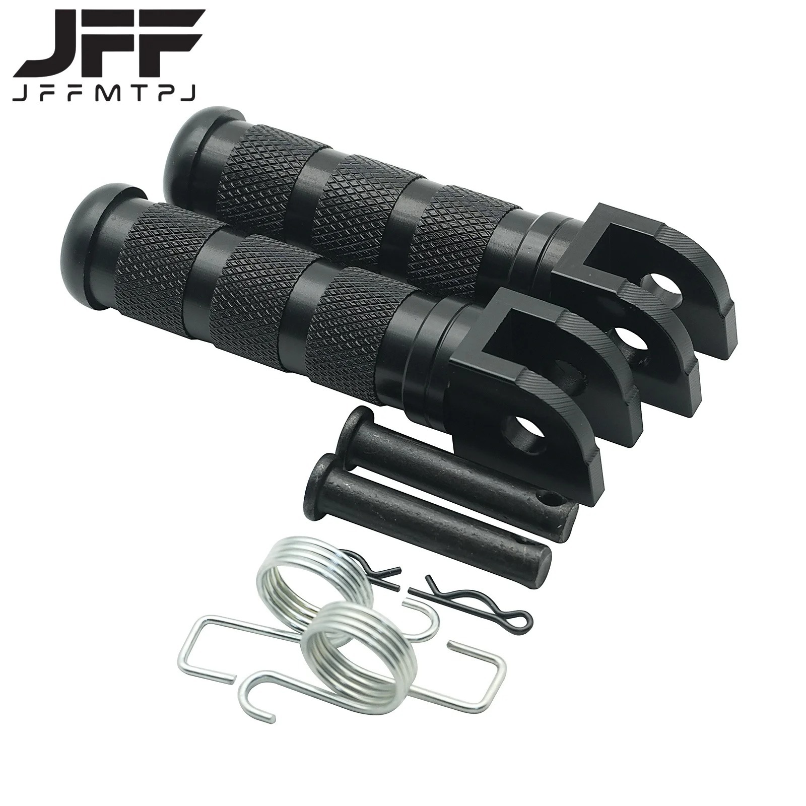 Cnc Aluminum Alloy Motorcycle Footrests, Universal Folding Modified Footpegs with Spring Mounting Accessories