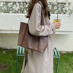 Women's Retro Large Capacity Soft Leather Crossbody Bag, Fashionable and Simple Tote Bag, New Autumn/Winter Korean Style Unisex Single Strap Bag