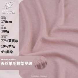 天丝羊毛拉架罗纹布料 180g针织弹力莱赛尔面料 打底衫T恤面料