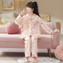 儿童睡衣可爱卡通女童学生家居服春秋季长袖100%纯棉宝宝女孩大童
