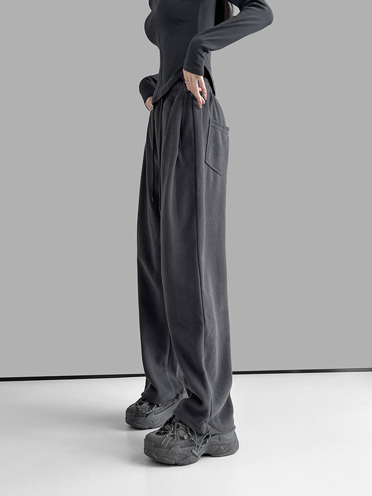 潮流百搭美式灰色运动裤女2025秋新款宽松高腰阔腿裤子休闲卫裤