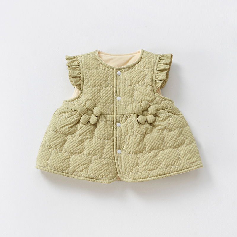Bebé niña chaleco falda Otoño e Invierno ropa exterior ropa de invierno forrada de lana engrosada estilo occidental abrigo Chaleco de bebé image 10