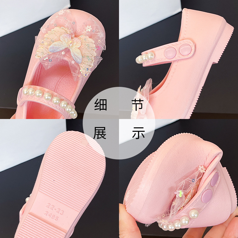 Sandalias de Princesa con Puntera Cerrada para Niñas de EVA Con Lazo y Cierre de Velcro para Playa y Uso Diario image 4