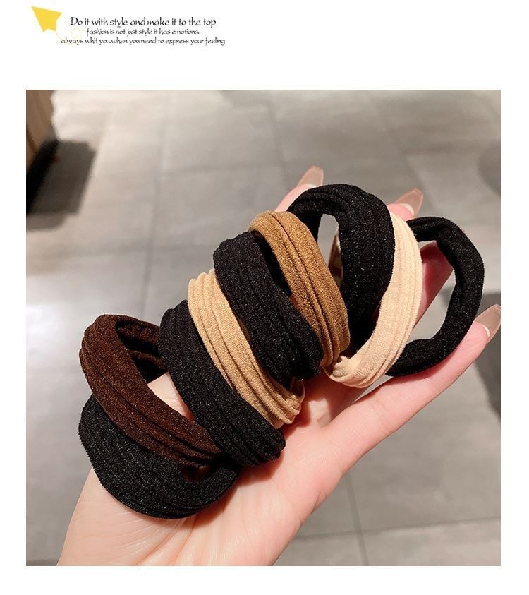 Hair Ring Hair Rope High Elastic Rubber Tendon Women's Hair Tie Adult Seamless Thickened Thick Hair Simple Hair Tie Headwear Hair Rope