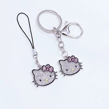 Hello kitty, strap, purse, retro cute pendant, keychain, 2 carat