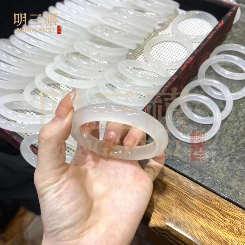 天然バイオレット玉髄ブレスレット氷種瑪瑙淡紫少女玉腕輪レイシ冷凍円条宝石サトイモ|undefined