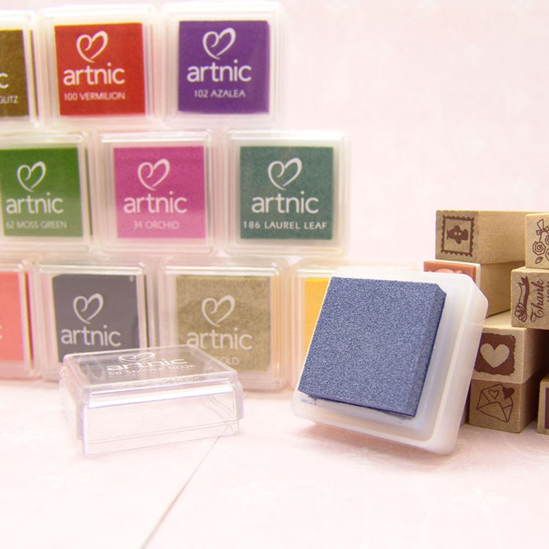 Japanese AS moon cat ink pad small single-sided art paper with ink pad rubber stamp handbook set color printing film