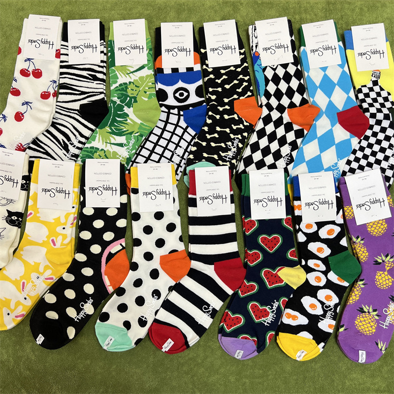 happysocks襪子女瑞典ins潮襪網紅款四季襪品外穿百搭中筒襪批發