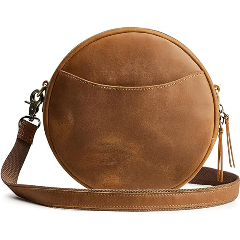 Customized High-End Leather Crossbody Wallet Round Shoulder Designer Large Capacity Amazon Best-Selling Textured Women's Bag