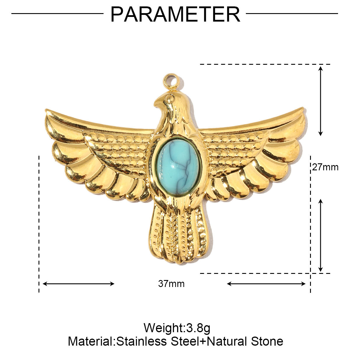 10g Weight Pendant Jewelry Making Type 37*27mm Jewelry Making Size DIY Ornament Accessories Classification 3 PCS/Package Quantity 304 Stainless Steel Material Geometric, Eagle Pattern All Seasons Season Polished Finish Elegant, Retro Style 3 PCS/Package 37*27mm 304 Stainless Steel Geometric Eagle Polished Pendant DIY Ornament Accessories 5
