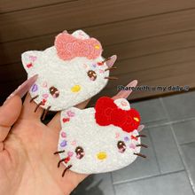 新款日系卡通凯蒂猫蝴蝶结刘海贴少女心甜美百搭魔术贴高级感发饰