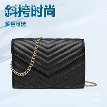 厂家新款杨树林woc信封包鱼子酱小方包单肩斜挎V格链条女包