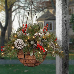 Independent station Christmas hanging basket wreath holiday atmosphere decorations Christmas wreath Christmas hanging basket