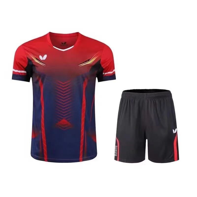 Table Tennis Clothing, Butterfly-Style Summer Quick-Drying Breathable Jersey, Unisex Competition Training Suit, Sports Set