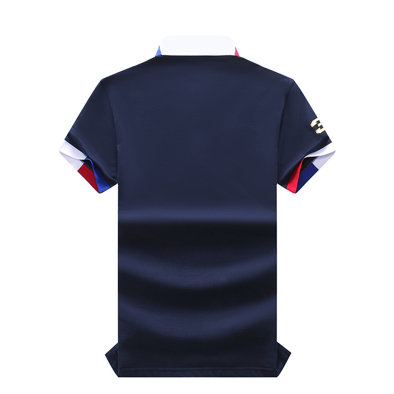 Men's Polo Shirt White Cotton With Eagle Embroidery For Men_voghion.com