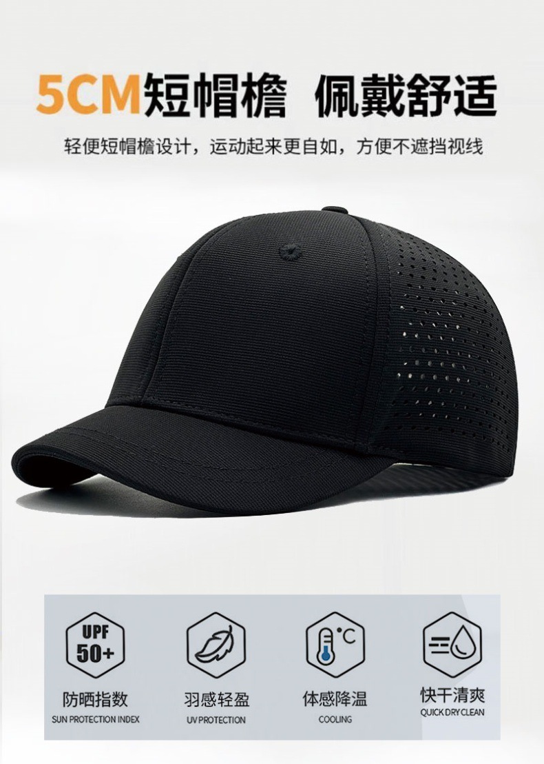 Kappe für große und kleine Köpfe, für Männer und Frauen, Mesh-Rückseite, Trucker-Baseballkappe, kurzer Schirm, Dad-Hat, schnelltrocknend, kurze Krempe, 56-58cm 59-61cm – Detail 1