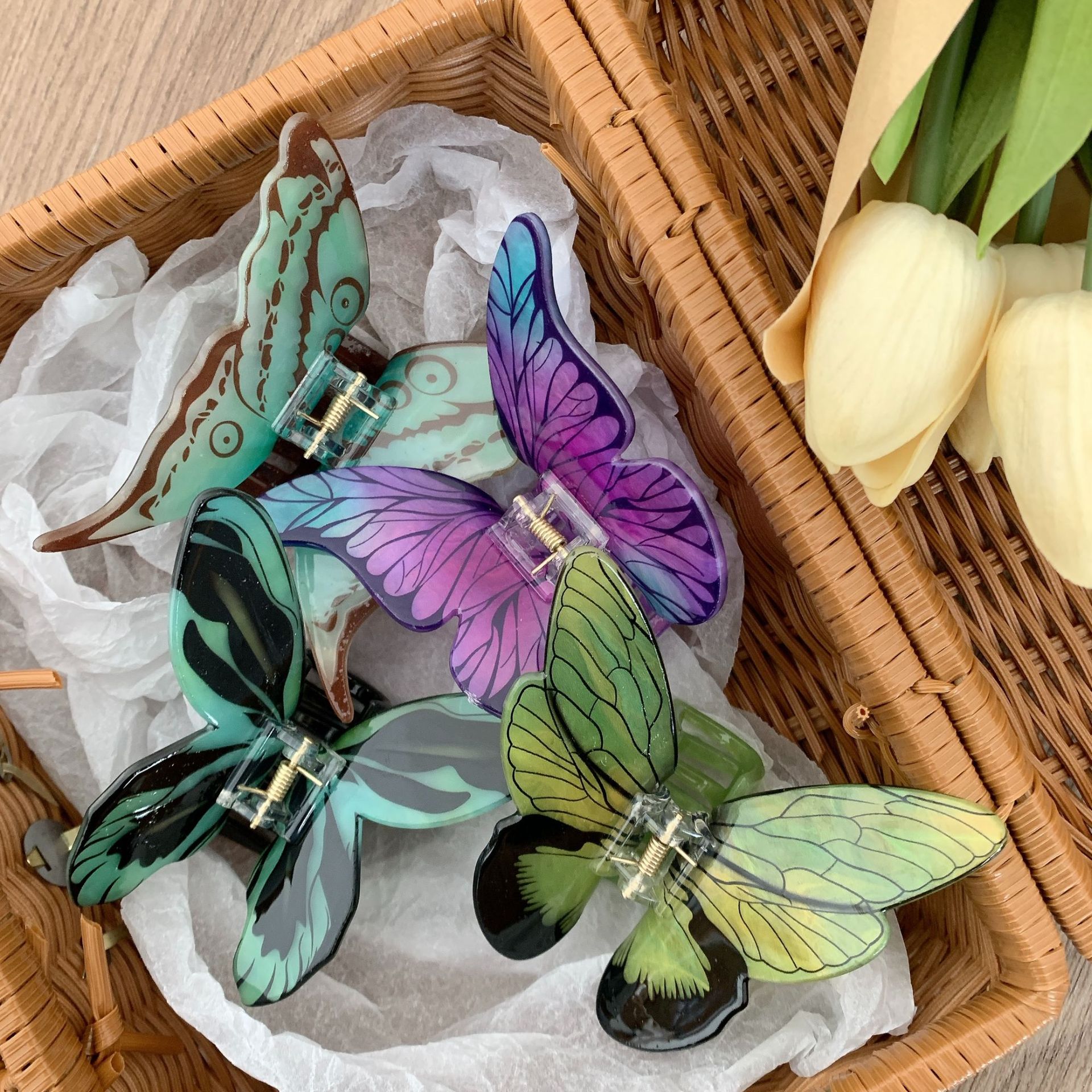 Acrylic Material Butterfly Pattern Simple Style Women's Butterfly Arylic Hair Claws