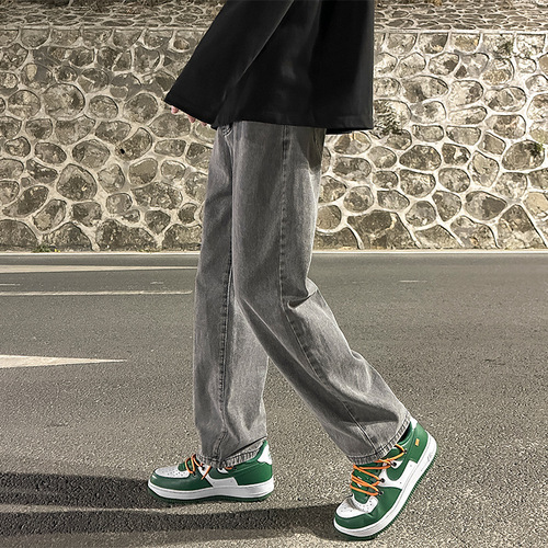 Southeast Asia summer new style jeans, men's loose wide-leg pants, men's Hong Kong style, ins, fashion brand straight pants, men