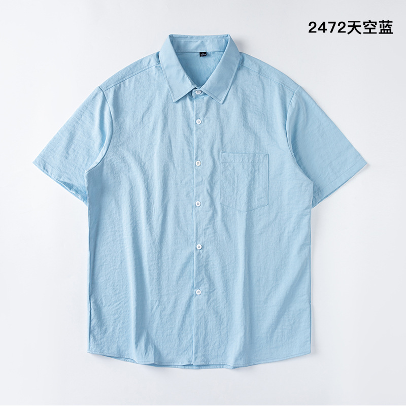 Verano nuevo estilo japonés casual camisa de manga corta camisa suelta para hombres camisa de verano para estudiantes blusa lisa todo fósforo