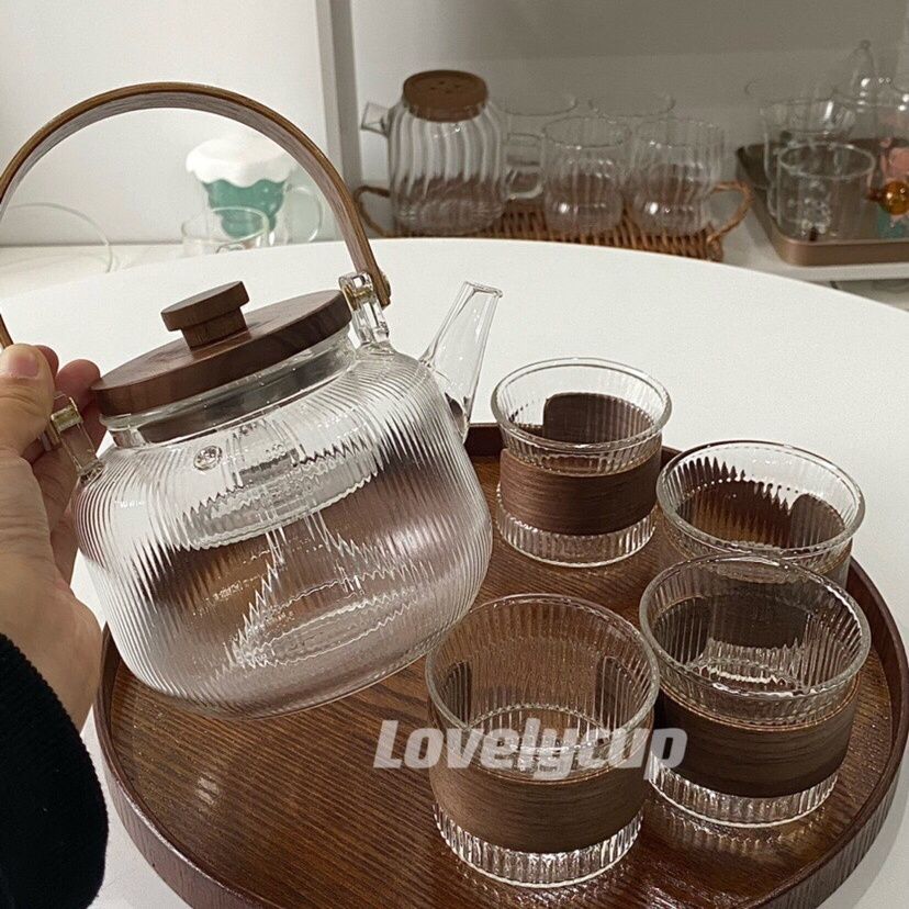 Glass teapot for home use, flavored tea, set