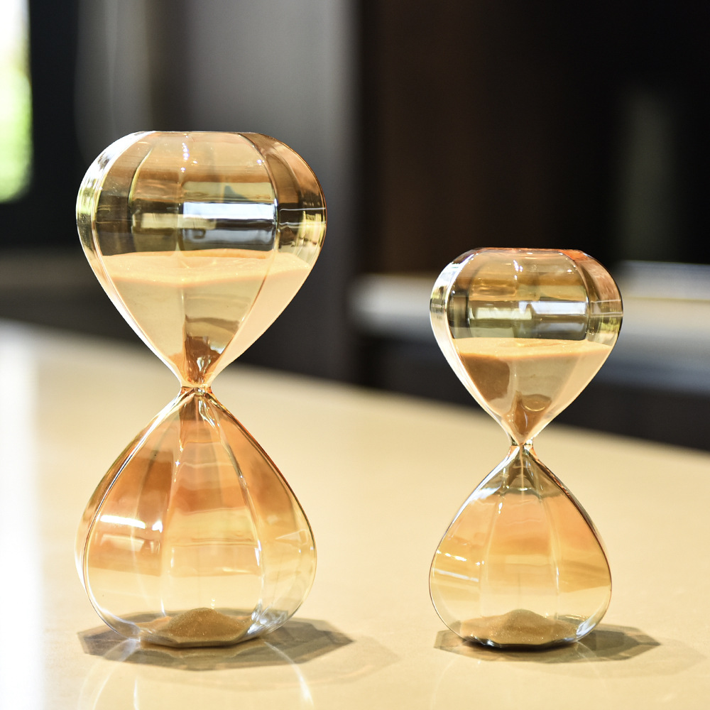 Nórdico hogar oro diamante vidrio reloj de arena temporizador de regalos creativos adornos coloridos 15 puntos reloj de arena lote de fábrica