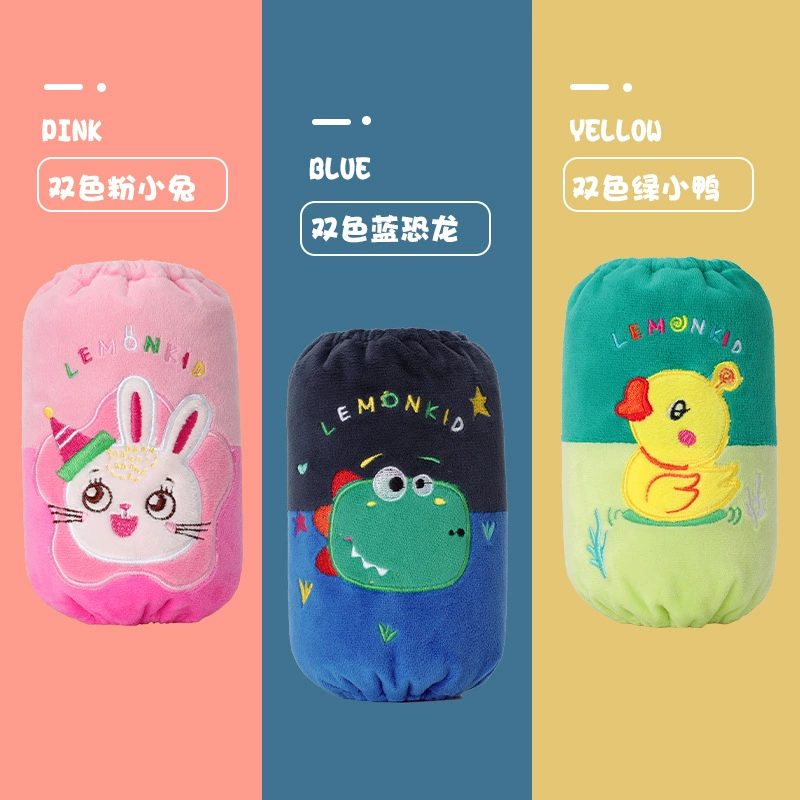 Лимонные детские вышитые цветочные рукава в Корейском стиле, модные короткие фланелевые рукава с кристаллами, Детские Противообрастающие Рукава, зимние рукава