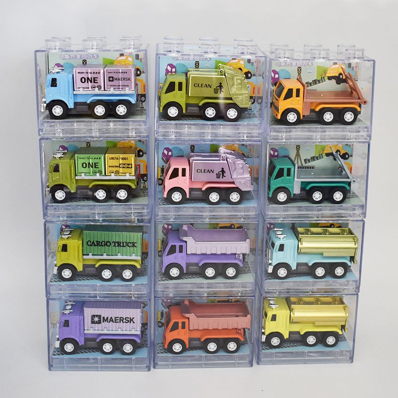 Independent Boxed Alloy Pull-Back Car Traffic Transport Truck Dump Truck Sanitation Truck Flap Pocket Pants Car Small Toy