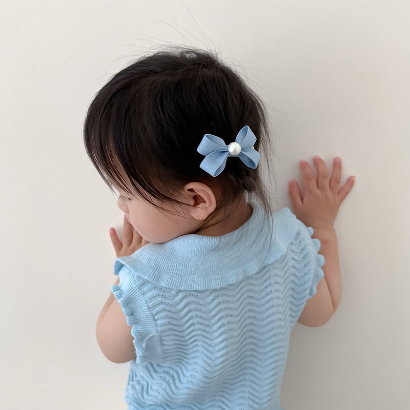 Korean children's pearl bow hair tie for girls, princess hairband, non-damaging high-elasticity hair accessory