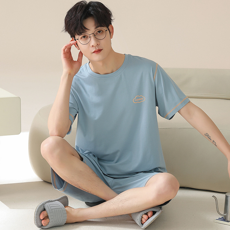 6XL extra large size modal cool feeling short sleeve pajamas men's new summer youth simple loose suit can be worn outside.