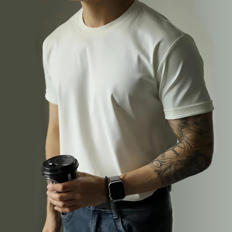 British yuppie men's summer T-shirt small neckline slim short sleeve muscle suit inside foreign trade cross-border wholesale British yuppie men's summer T-shirt small neckline slim short sleeve muscle suit inside foreign trade cross-border wholesale