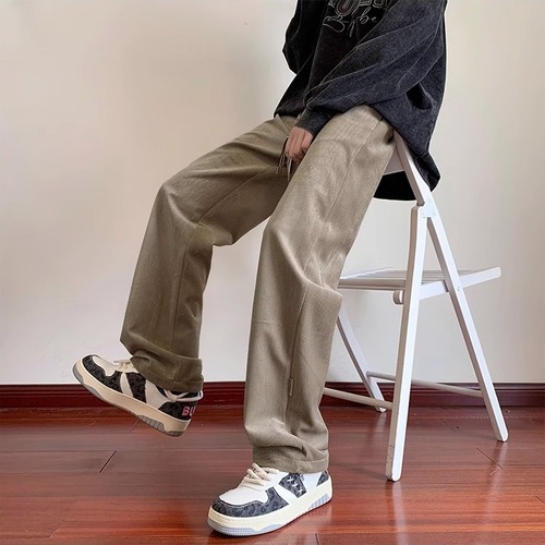 Men's Spring and Autumn Youth Sweatpants with High-Grade Texture, Loose Straight Leg Casual Long Pants