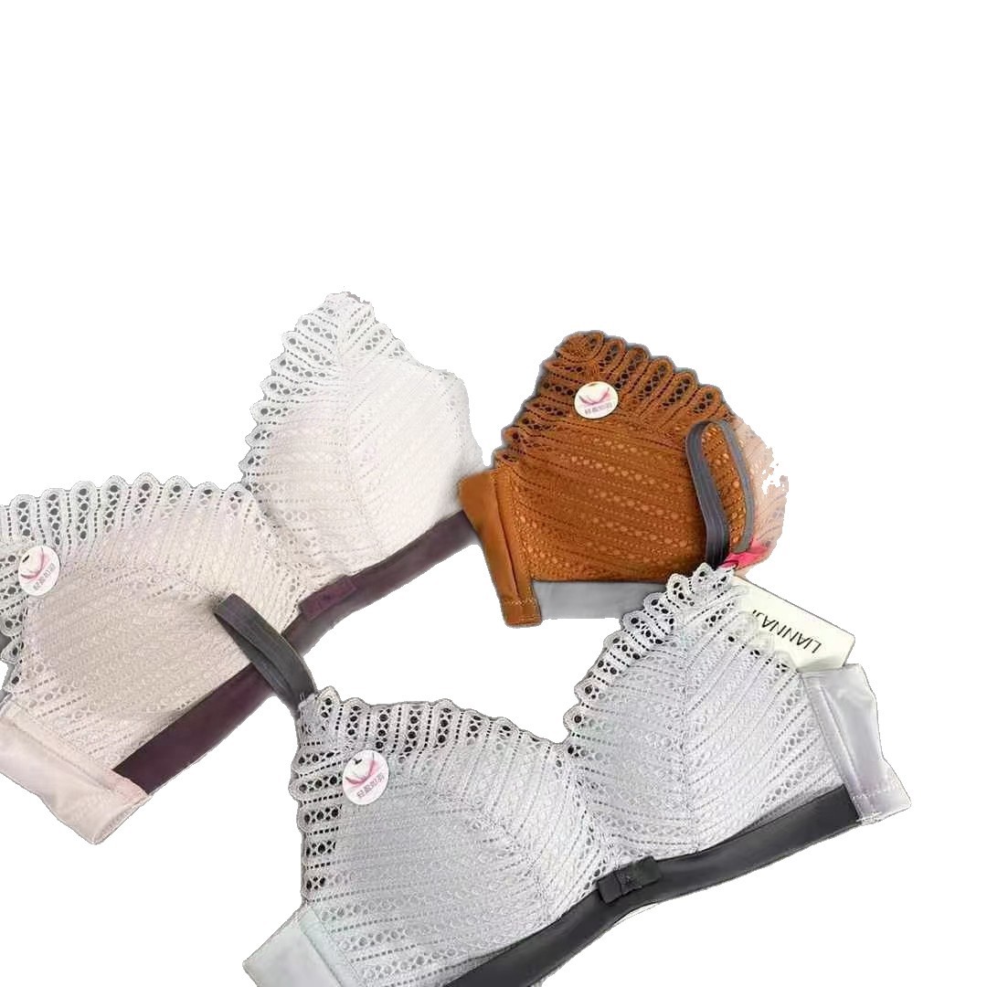 6153 # Precio bajo nueva moda sexy copa media gruesa cómoda ropa interior fruncida sujetador sin anillo de acero al por mayor