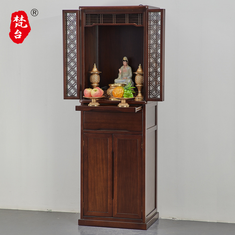 Solid Wood Down's Shine Buddha Cabinet Mortise and Tenon for Home Modern Vertical Cabinet Simple New Chinese Style Shrine