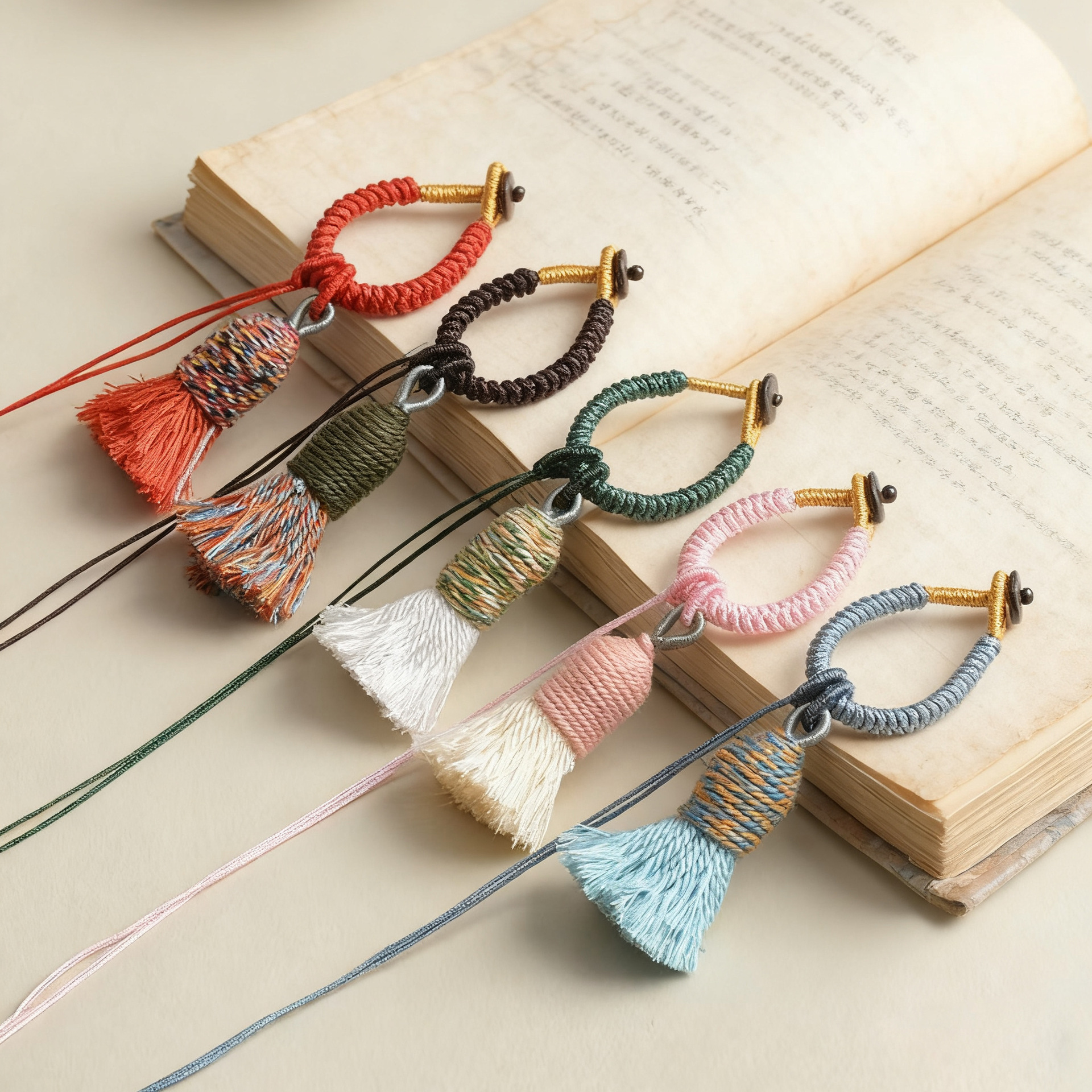 diy挂件手工编织藏式指环扣挂件金刚结手搓棉线流苏穗子diy挂件